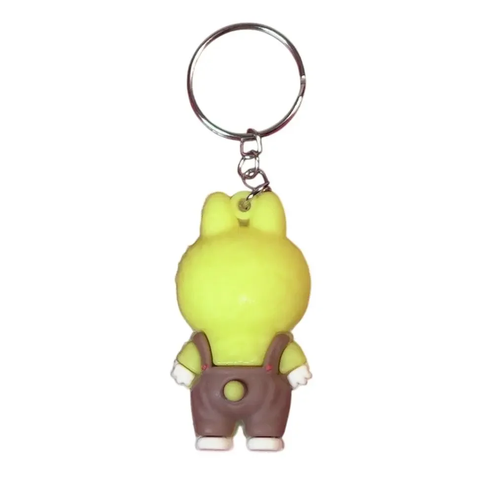 Labubu Silicone Keychain Yellow Bunny Monster Figure Kawaii Bag Charm